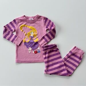 Hanna Andersson Disney Rapunzel Girls Long John Pajamas Set Purple 3T